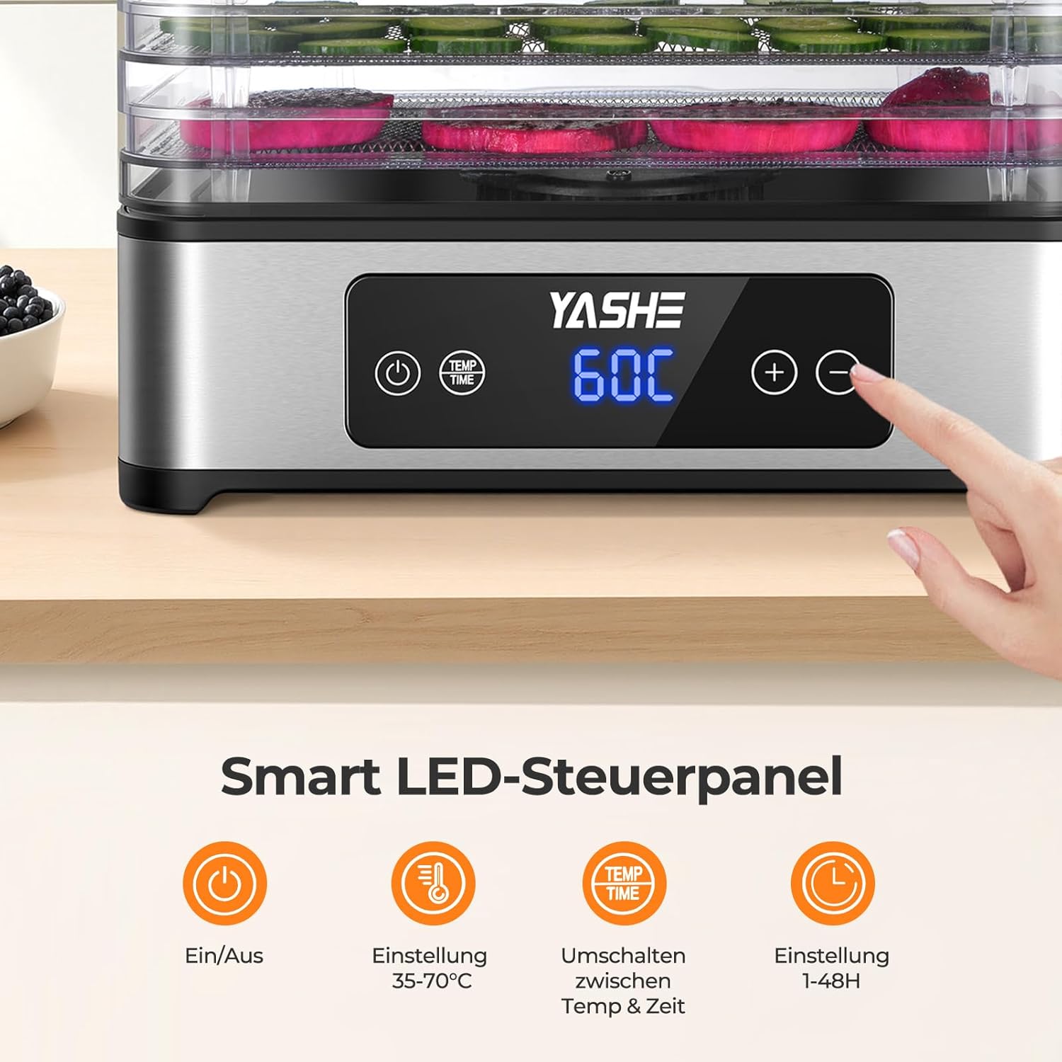 YASHE sušička potravin 5 pater nerez 400 W