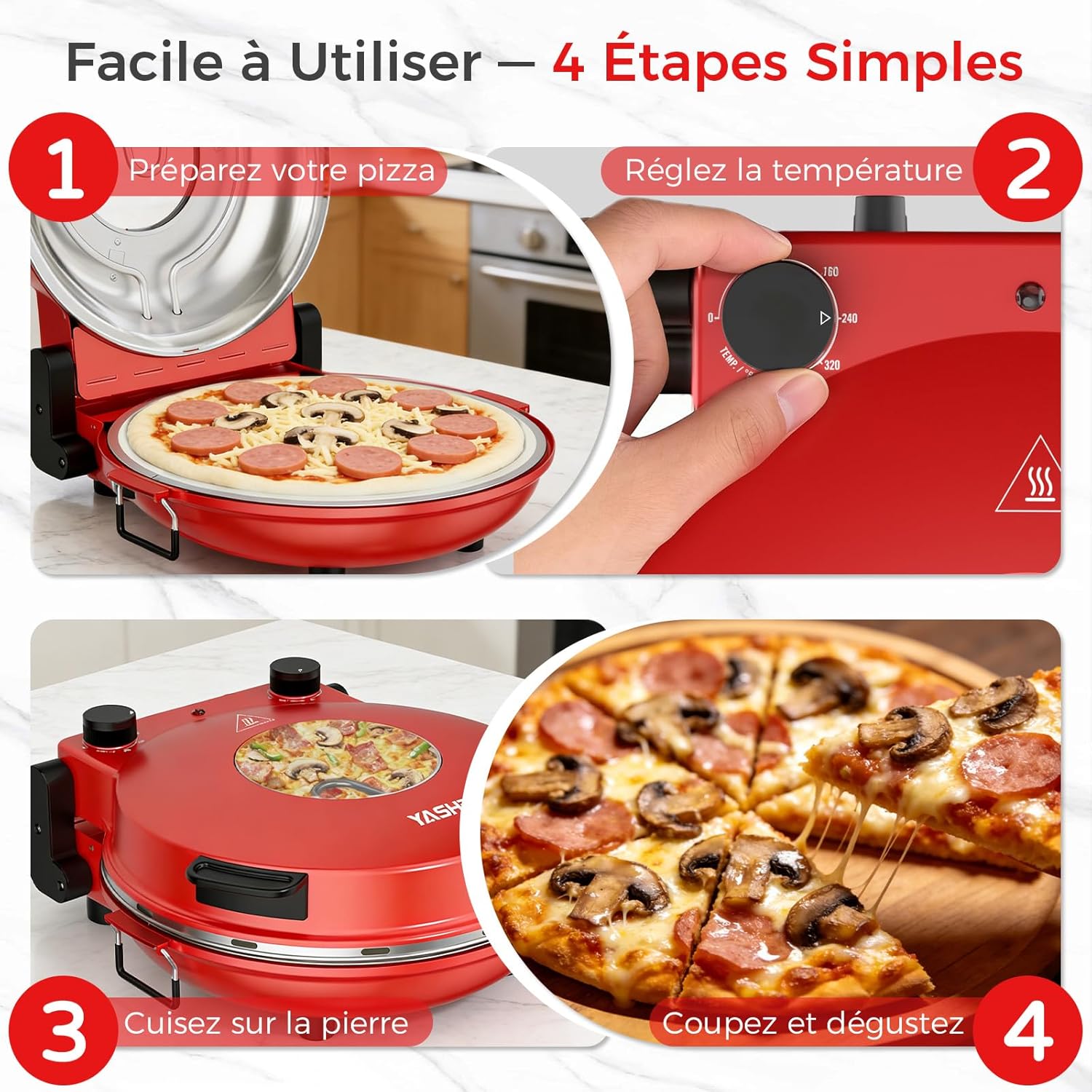YASHE Elektrická pec na pizzu s kamenem stolní