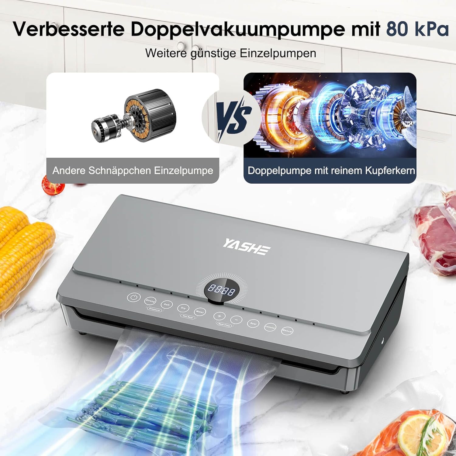 YASHE vakuovačka 10v1 magnetické víko 80 kPa