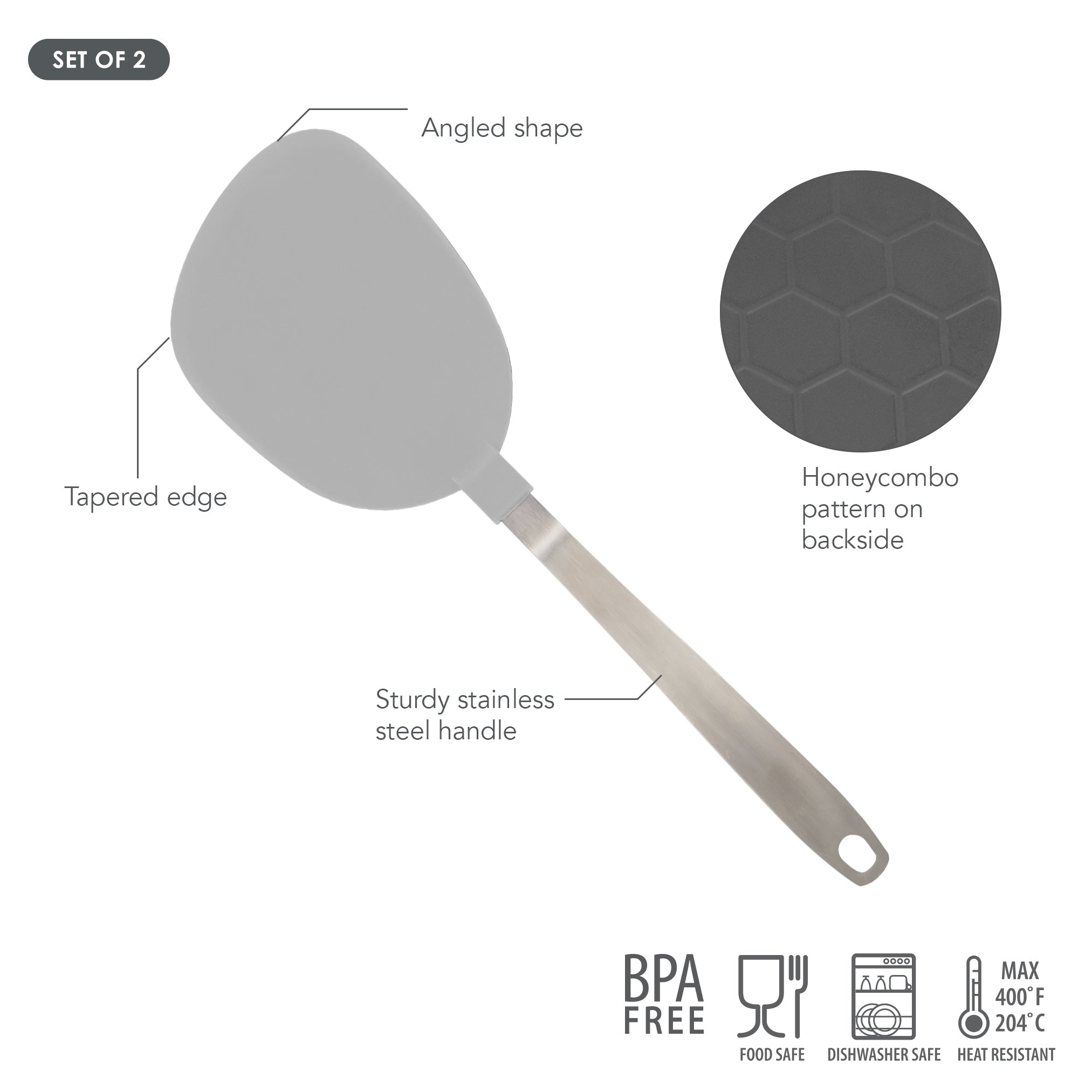 Tovolo Nylon Flex Turner Jumbo obracečka oyster gray