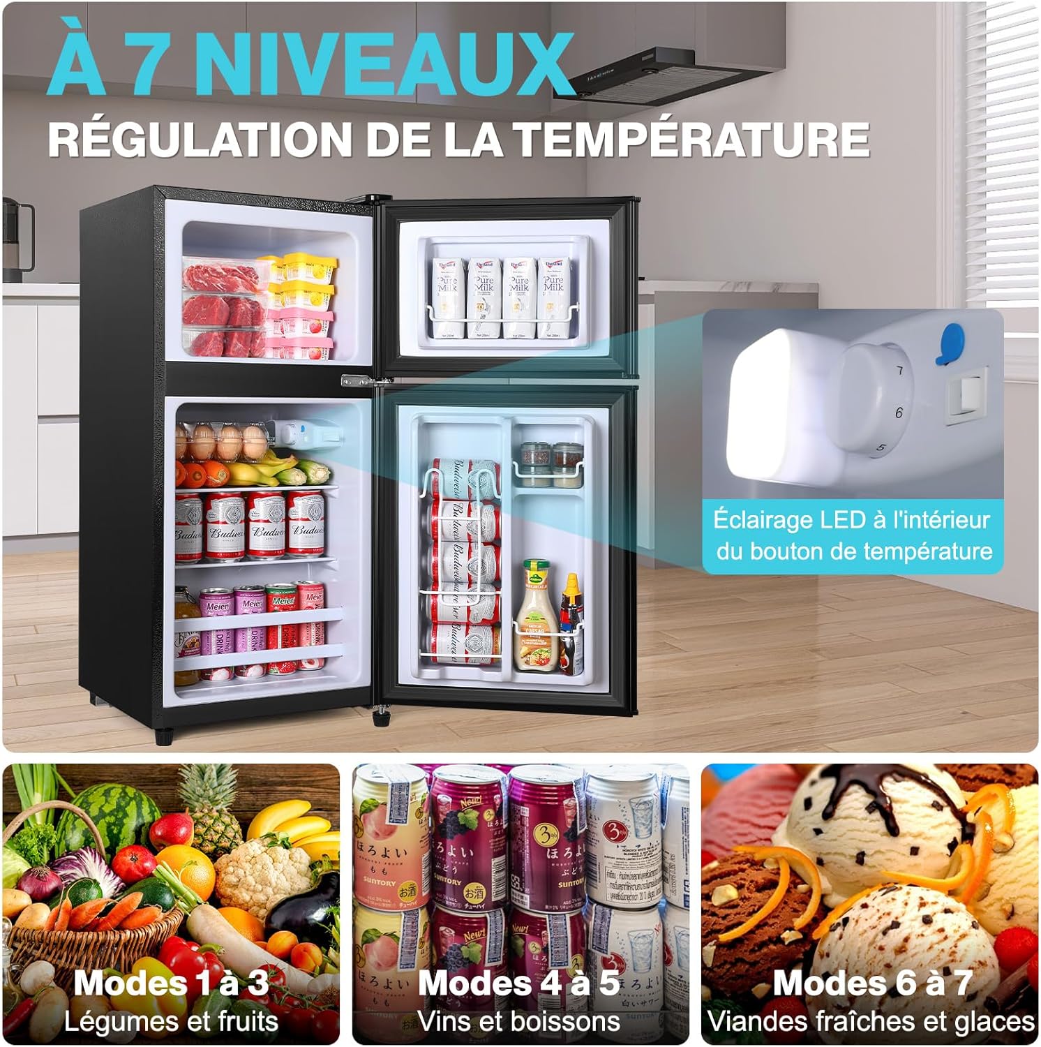 YASHE mini lednice 86L s mrazákem černá