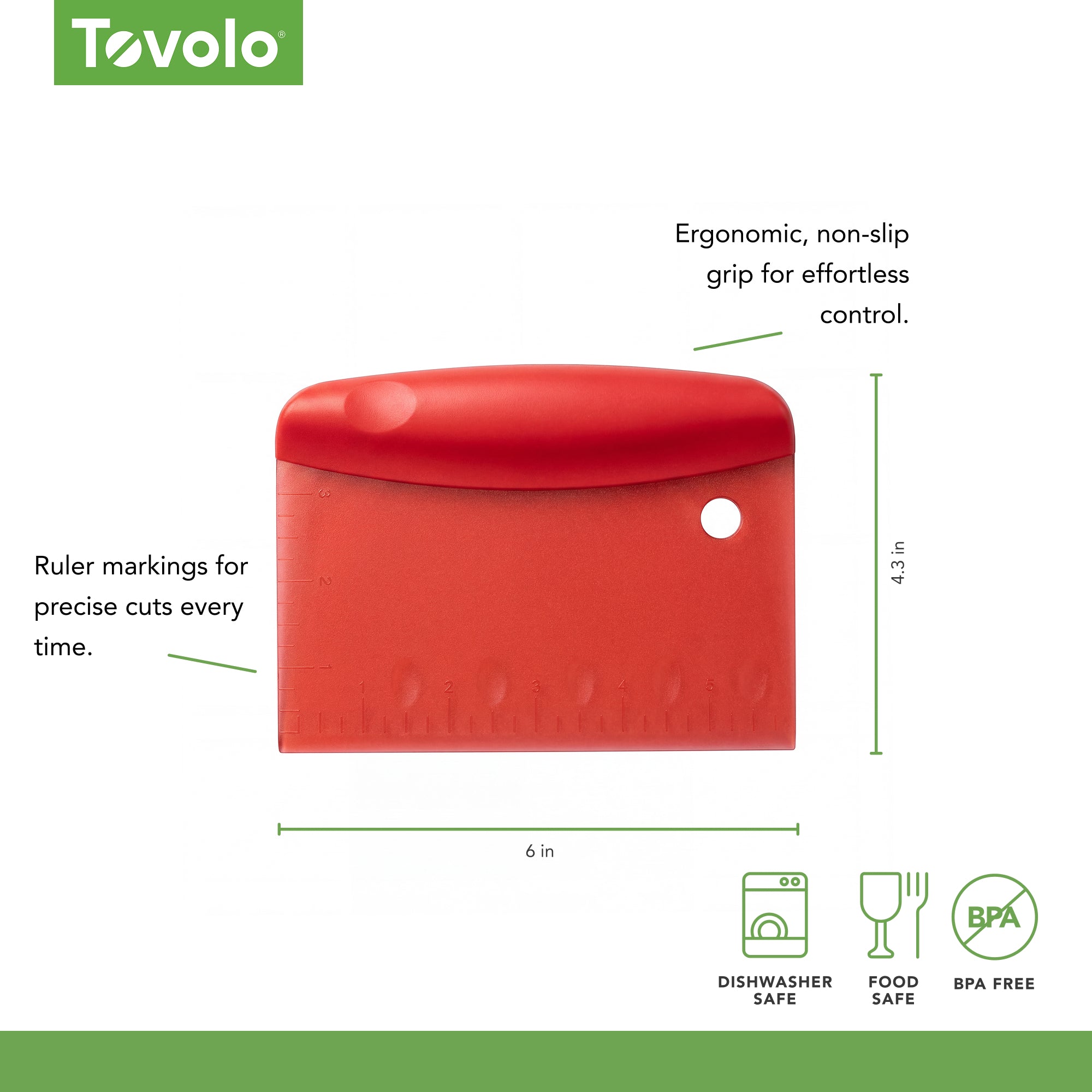 Tovolo Composite Bench Scraper sterka na testo s merkou