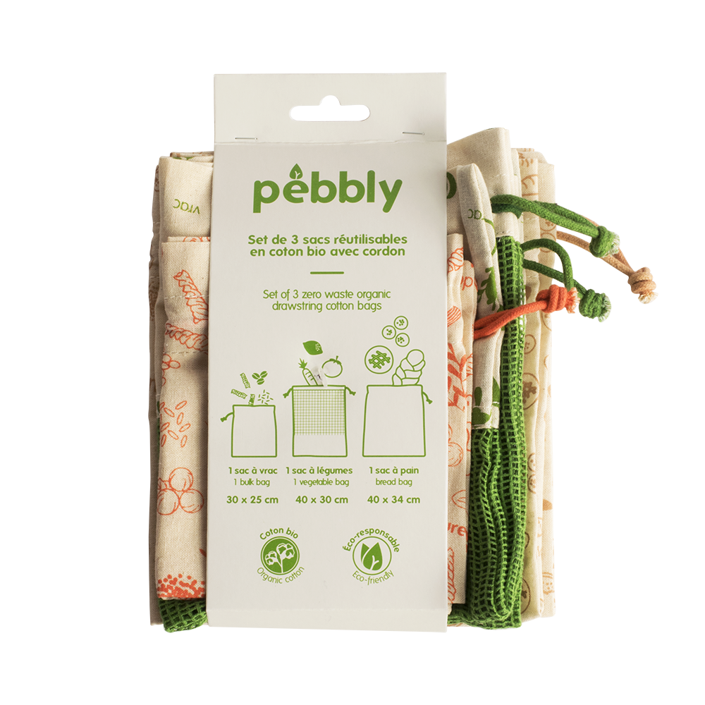 Pebbly Farmer's Market sada sáčků 3 ks bio bavlna