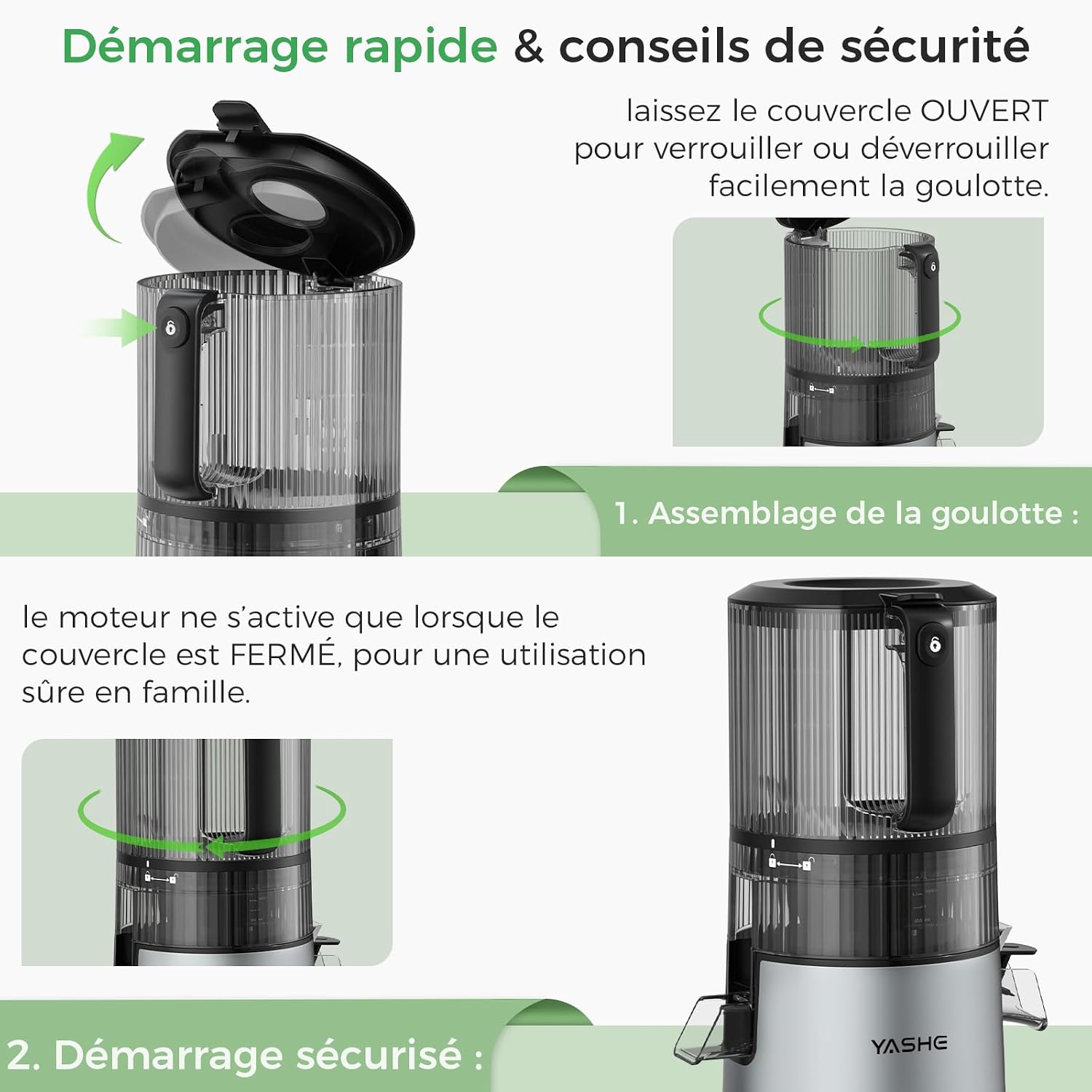 YASHE 600W šnekový odšťavňovač 152 mm na celé ovoce
