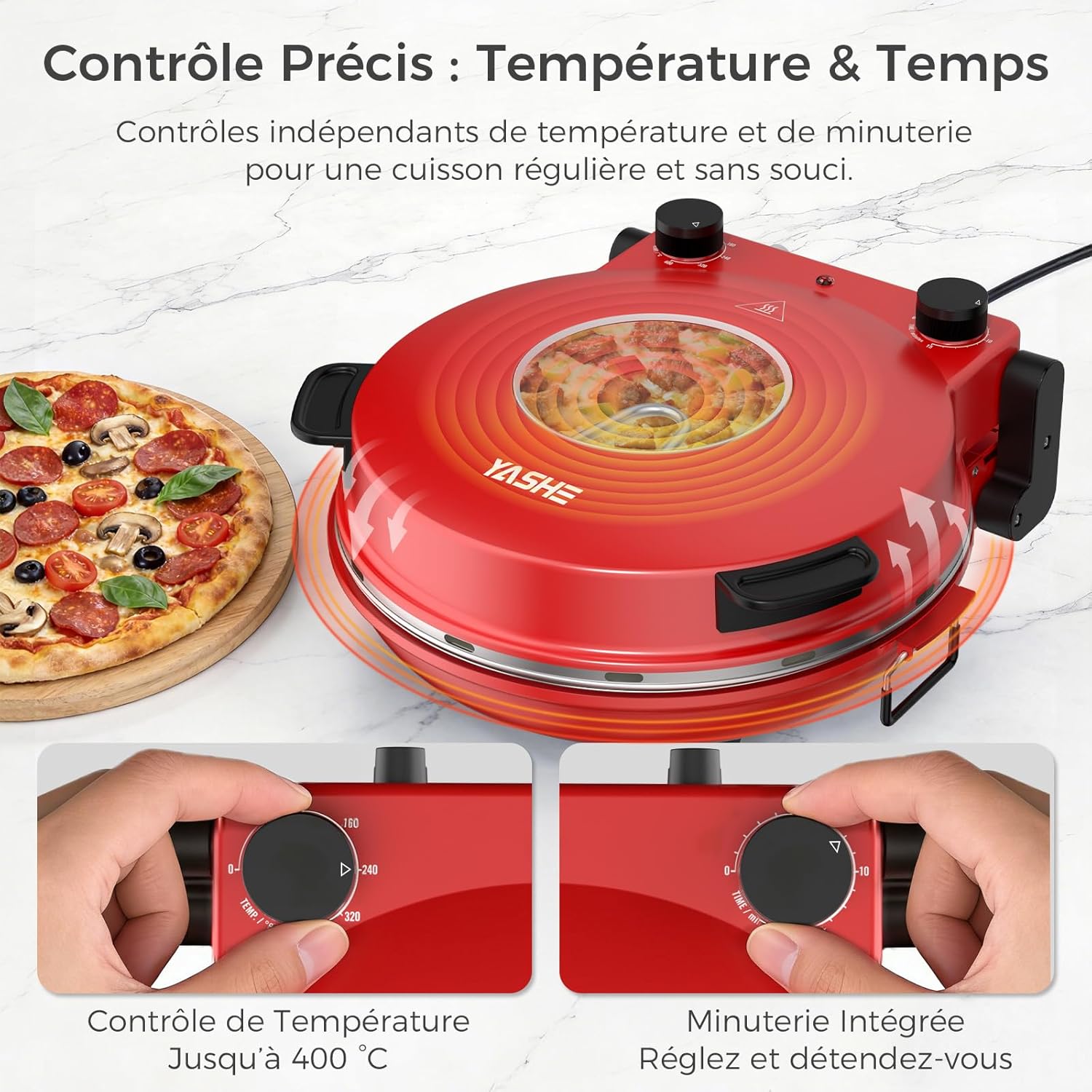 YASHE Elektrická pec na pizzu s kamenem stolní