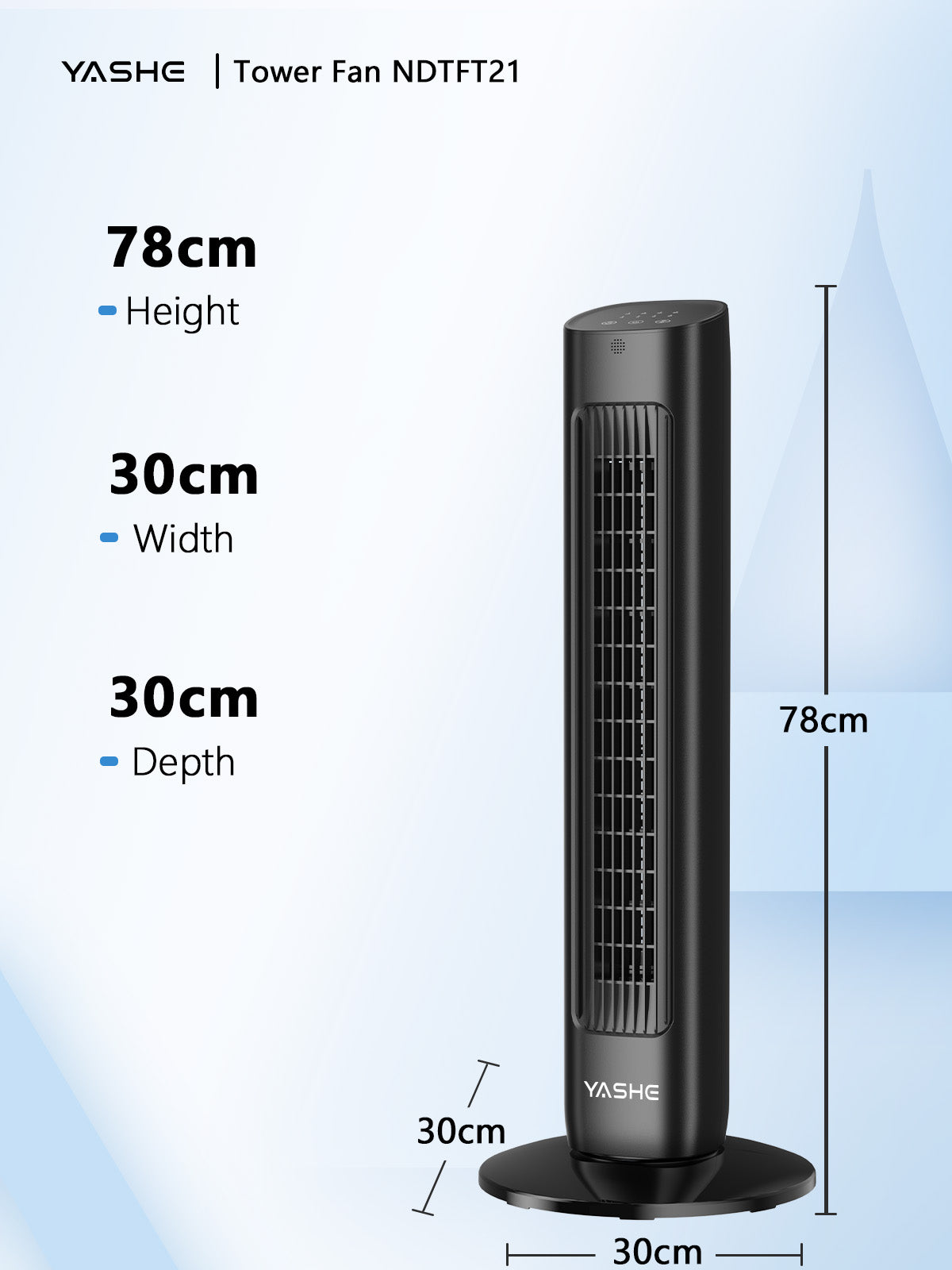 YASHE sloupový ventilátor 81 cm 3 rychlosti s ovladačem