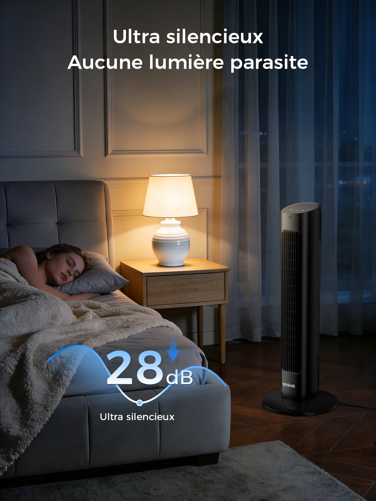 YASHE sloupový ventilátor 81 cm 3 rychlosti s ovladačem