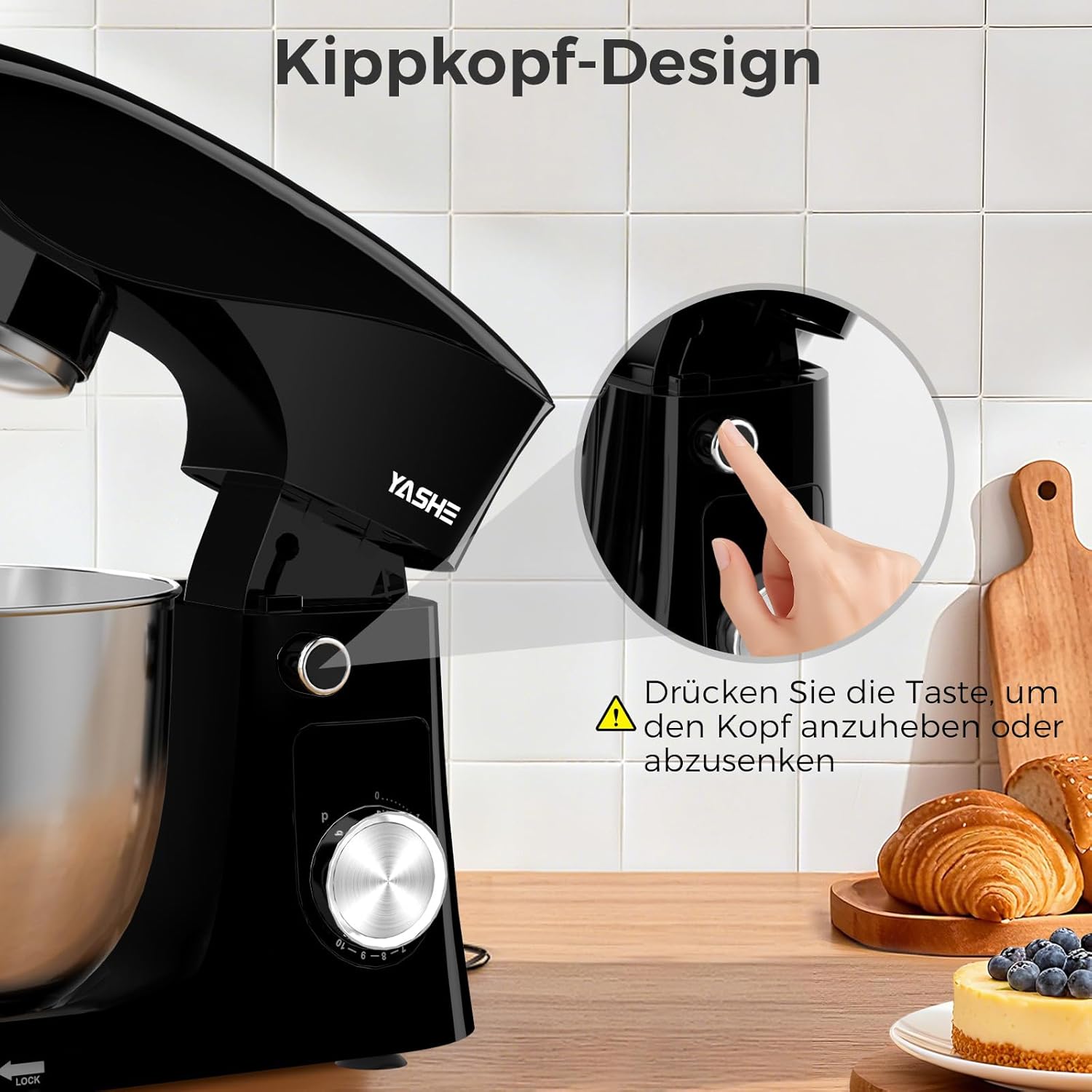YASHE kuchyňský robot 1500W 4,5L+5L 10 rychlostí