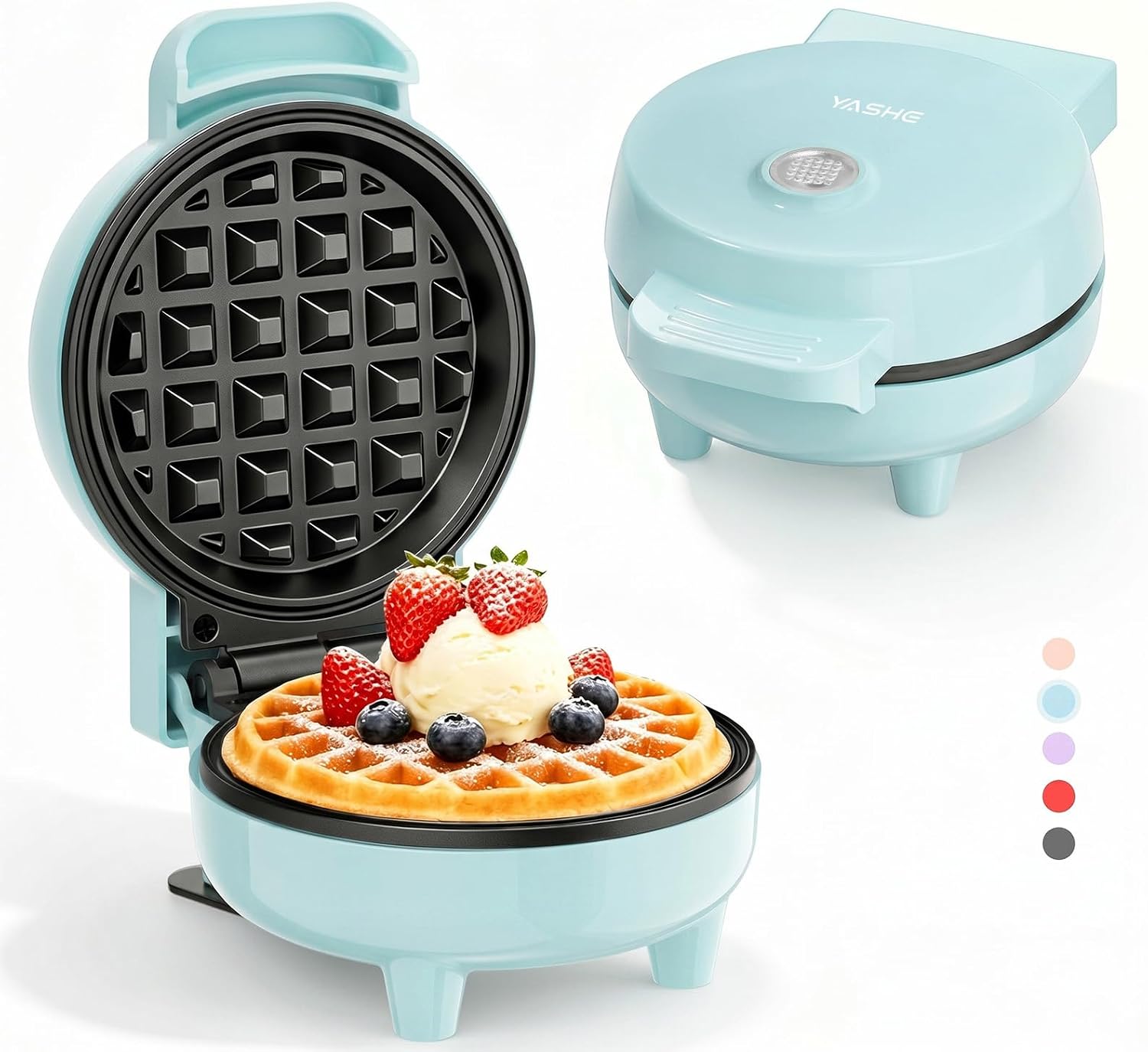 YASHE mini vaflovač 550 W červený 10 cm