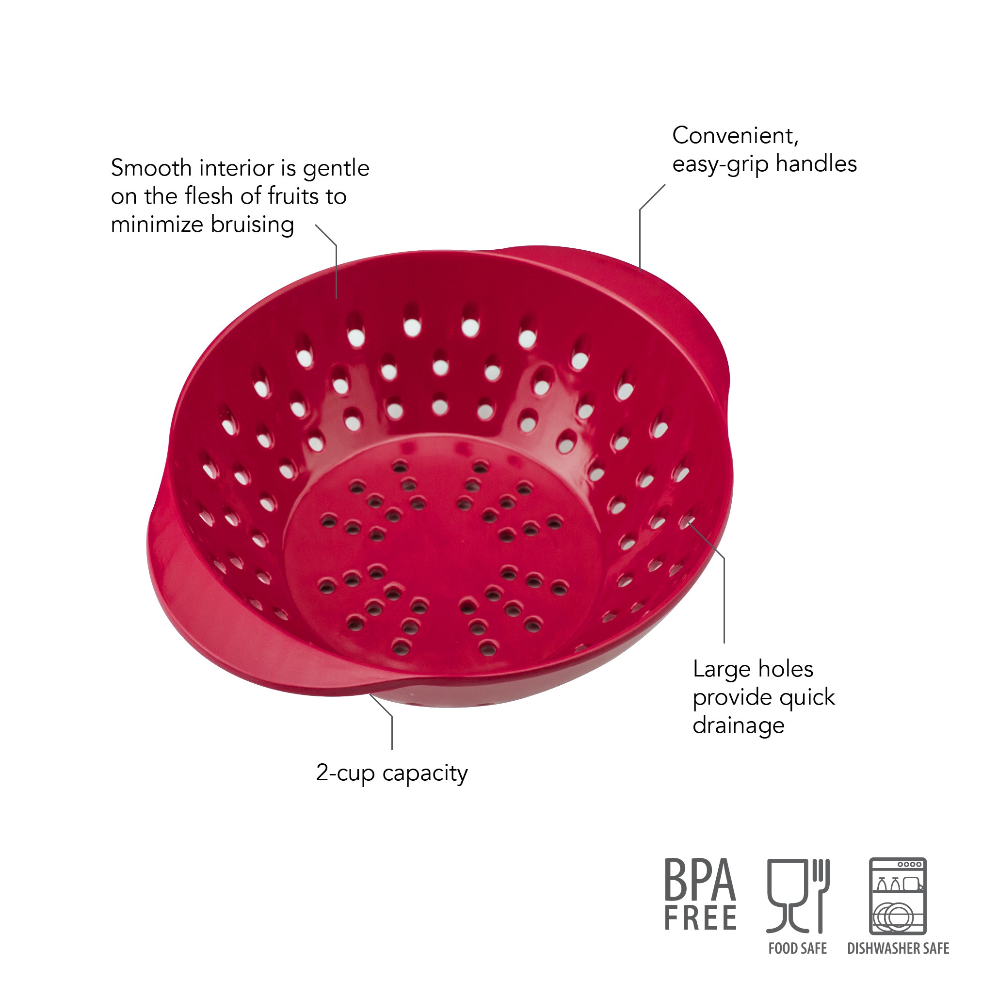 Tovolo Mini Berry Colander cednik Cayenne s drobnymi otvory