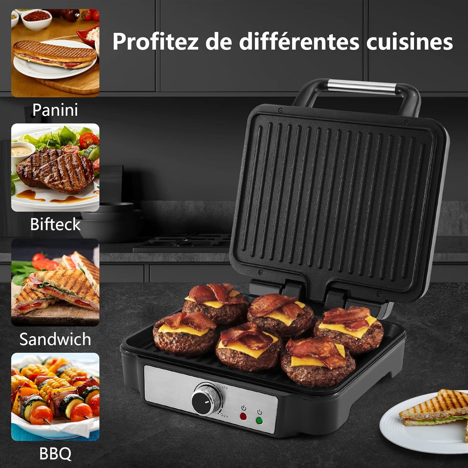 YASHE kontaktní gril panini 1800 W 3v1