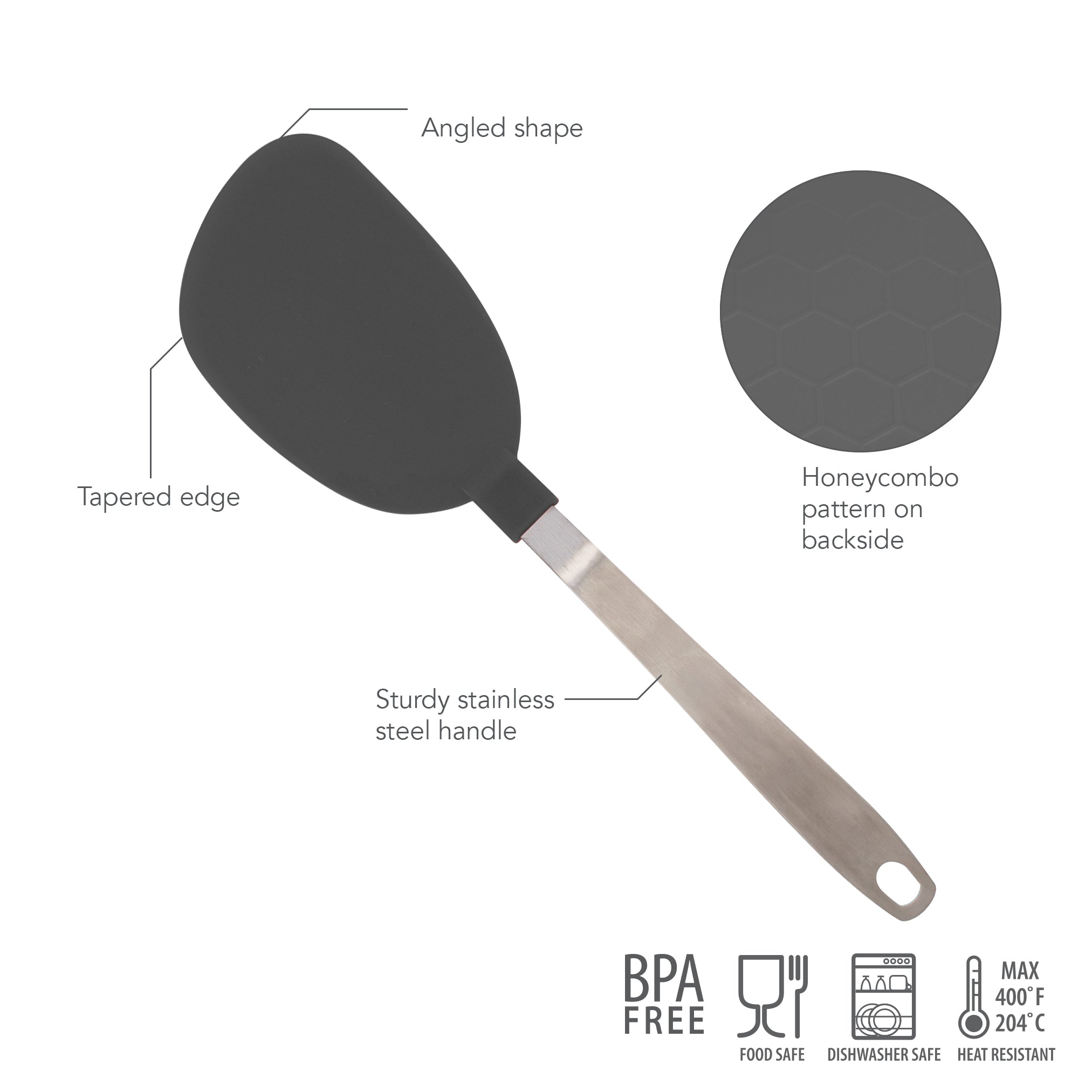 Tovolo Nylon Flex Turner Jumbo obracečka oyster gray