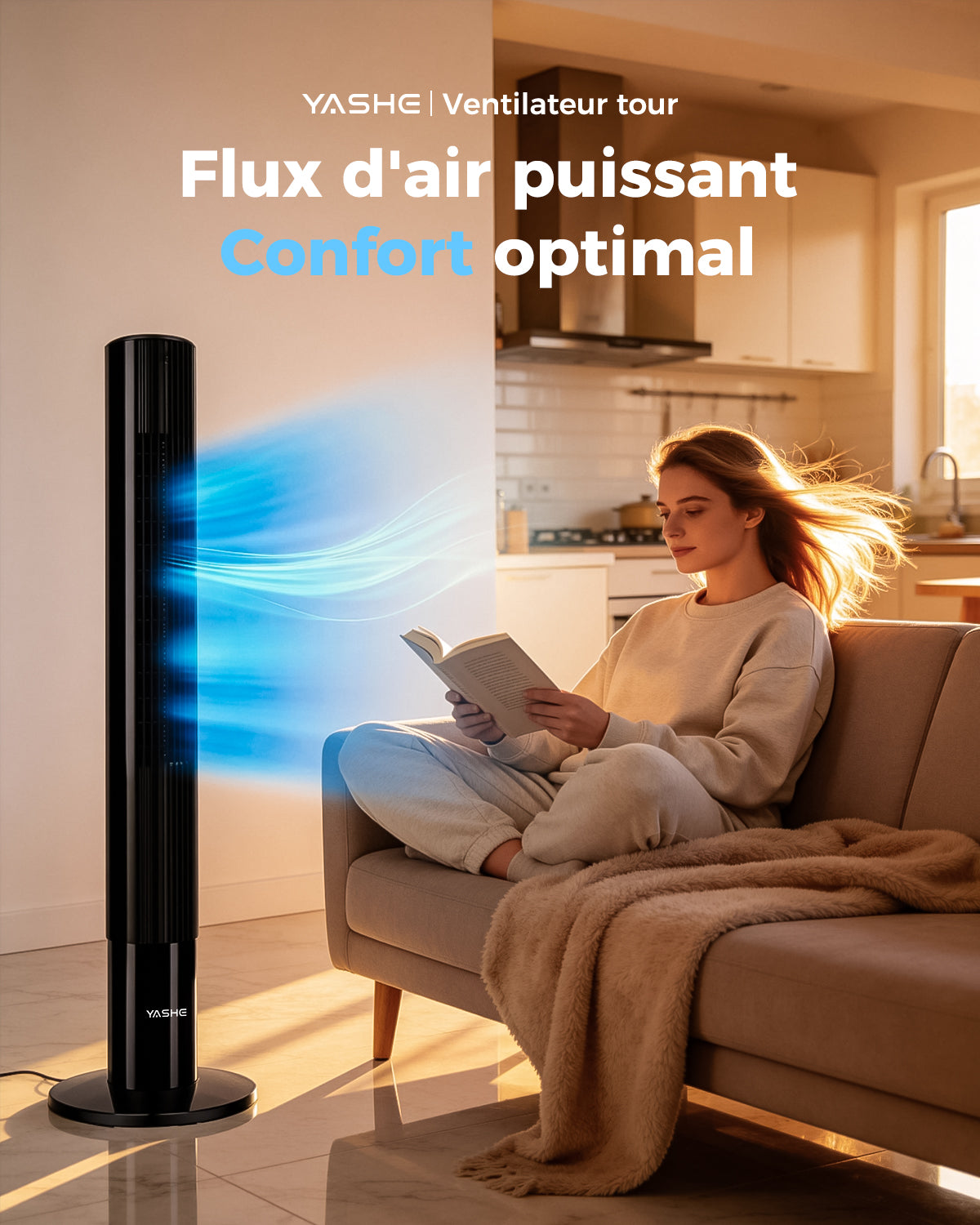 YASHE sloupový ventilátor tichý dálkové ovládání