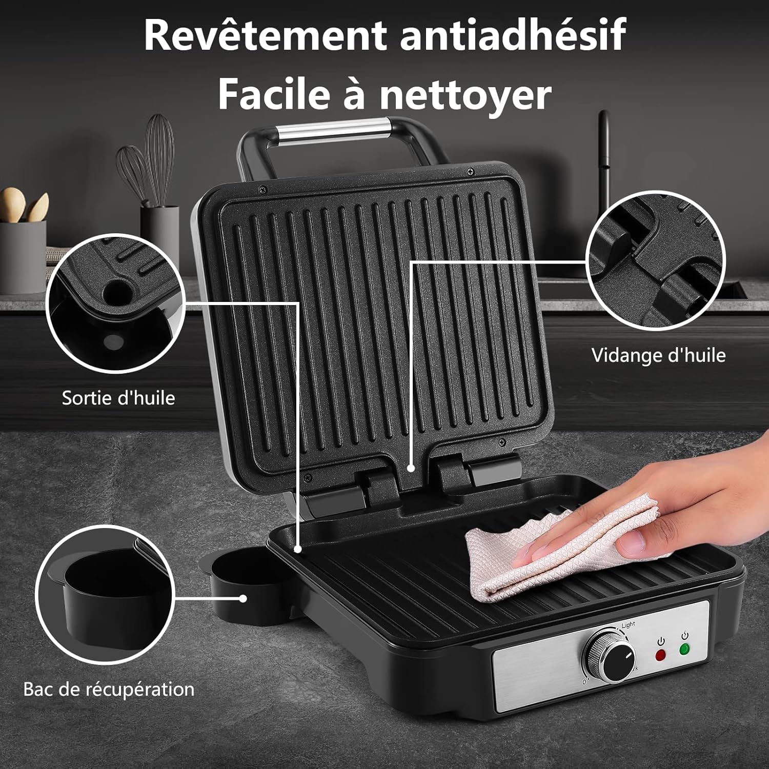 YASHE kontaktní gril panini 1800 W 3v1