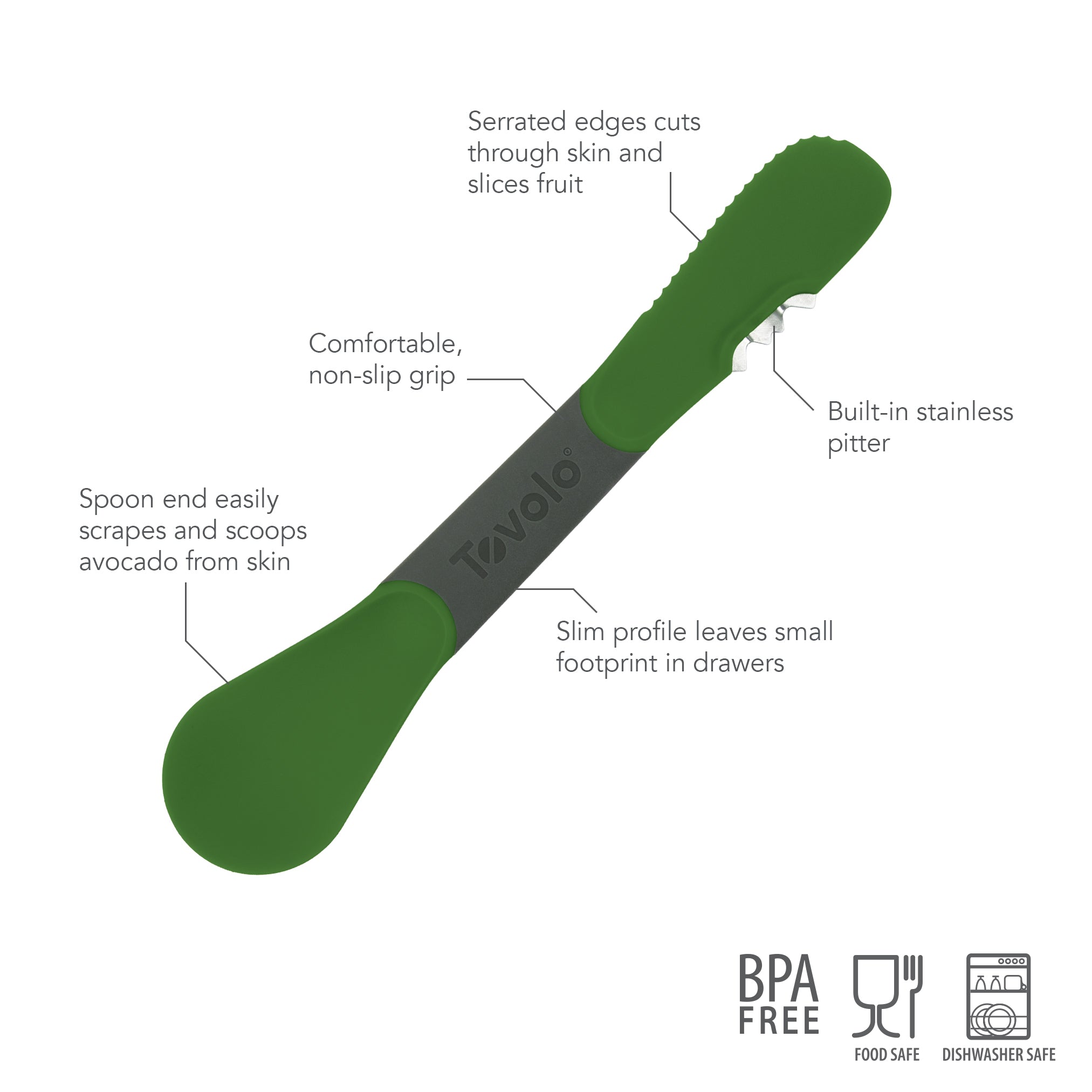 Tovolo 3-in-1 Avocado Tool kráječ na avokádo zelený
