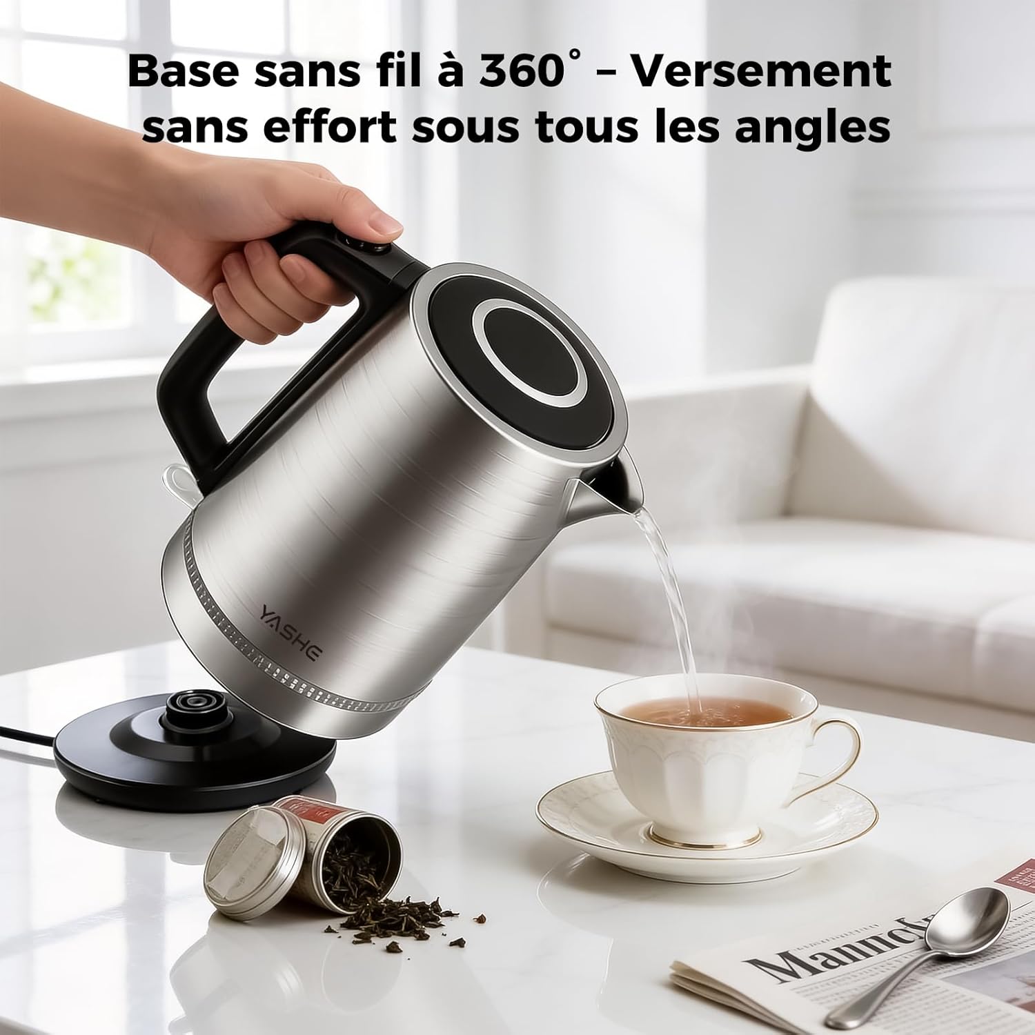 YASHE rychlovarná konvice 1,7 l nerez 2200 W