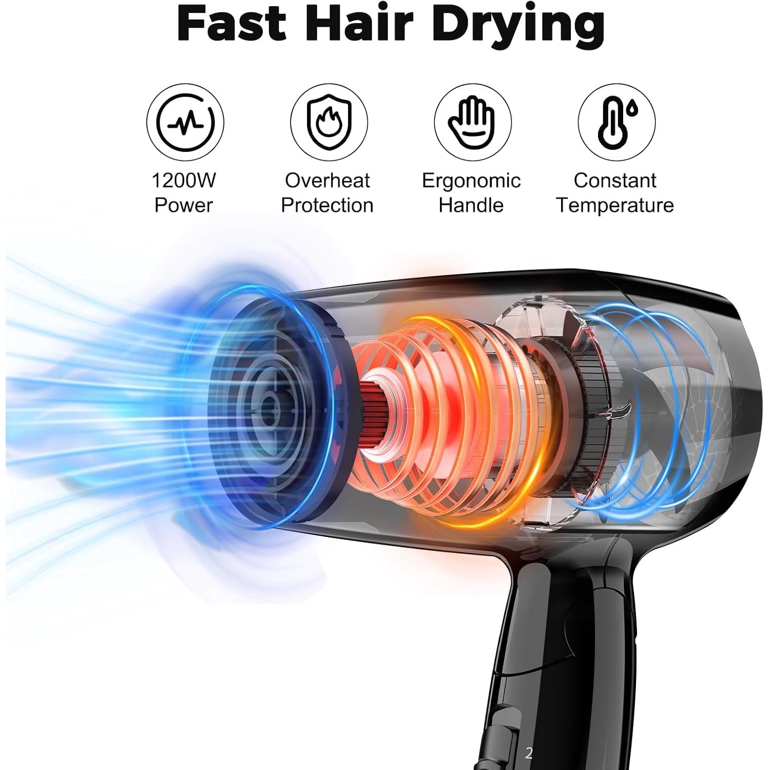 YASHE skládací cestovní fén 1200W se 2 režimy
