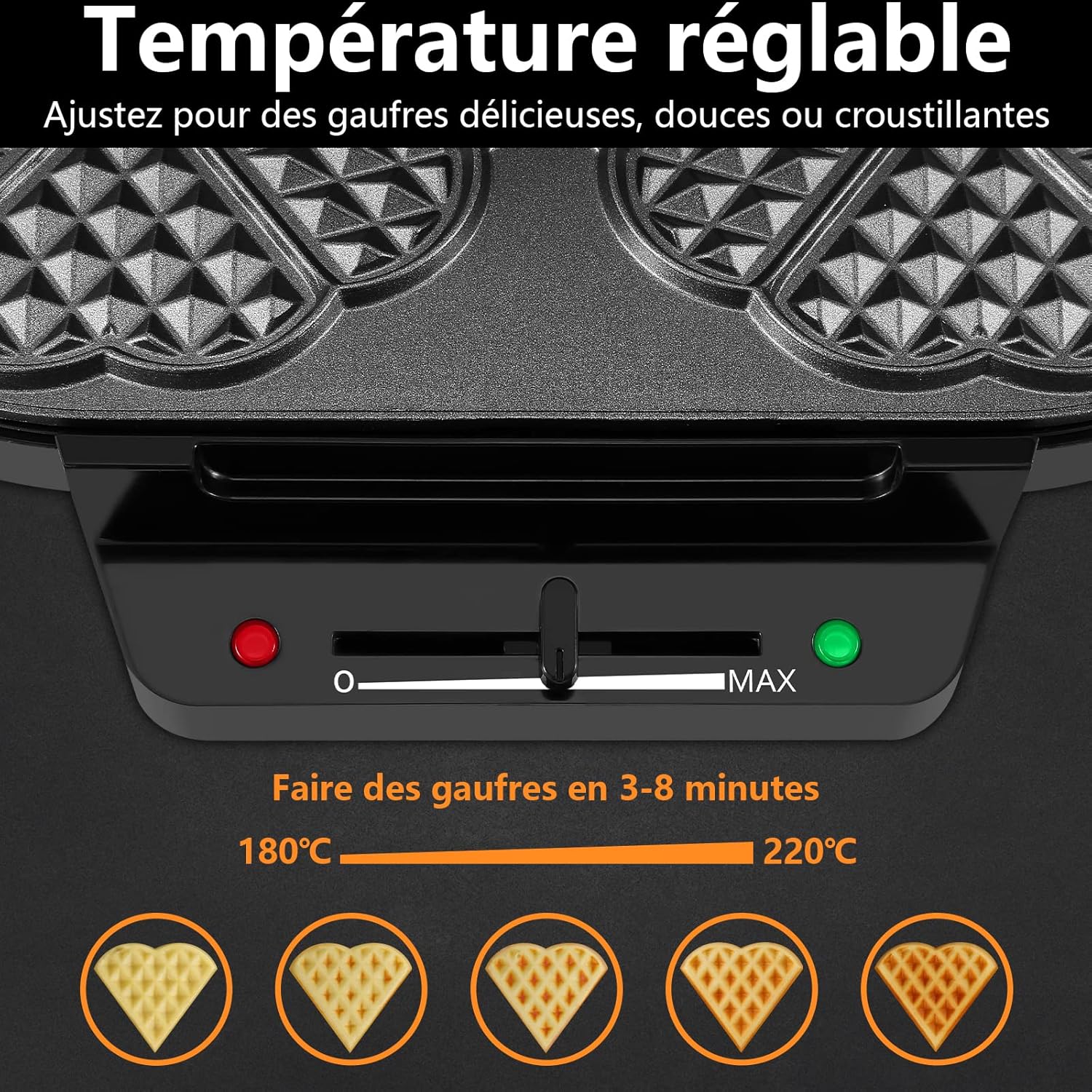 YASHE vaflovač srdíčka 10 ks 1200 W nepřilnavý